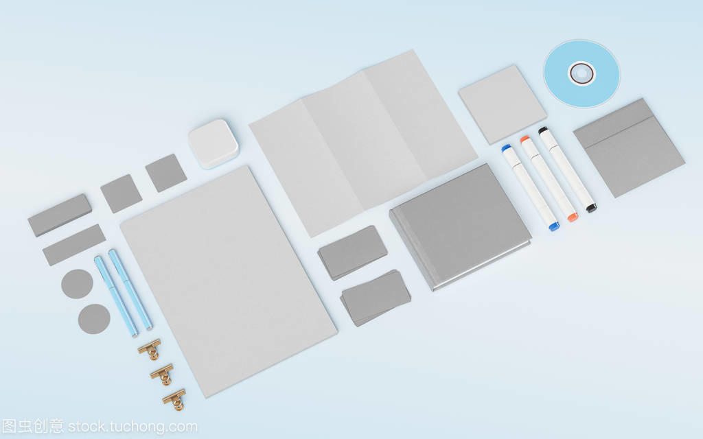 产品品牌样机模板。办公用品、 小玩意。3d 图